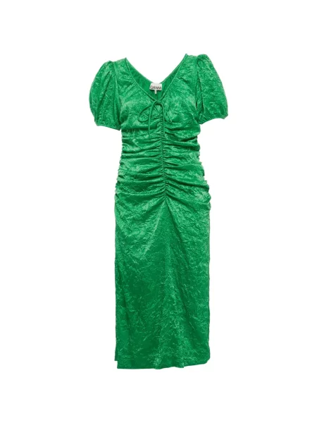 Rochie midi Ganni cu volane verde