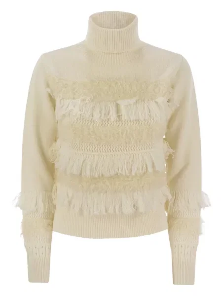Pulover cu guler înalt heláncă Vanisè cu franjuri
