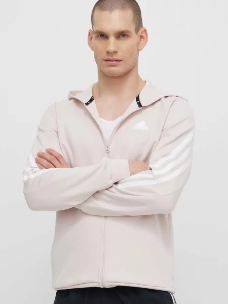 Суичър с качулка Adidas с качулка с принт розово