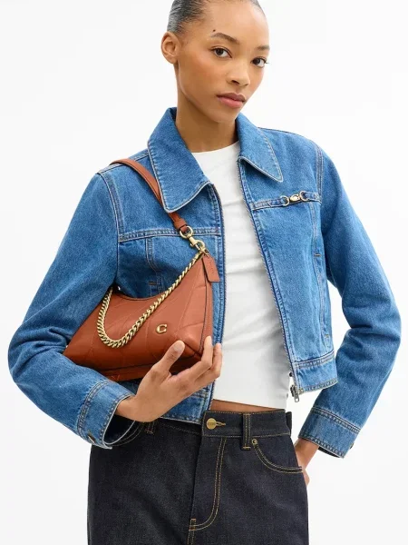 Кожаная стеганая сумка через плечо Coach