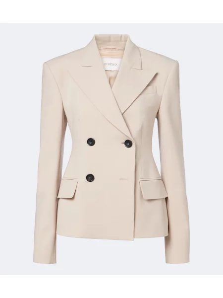 Sacou Sportmax de lână cu două rânduri de nasturi bej