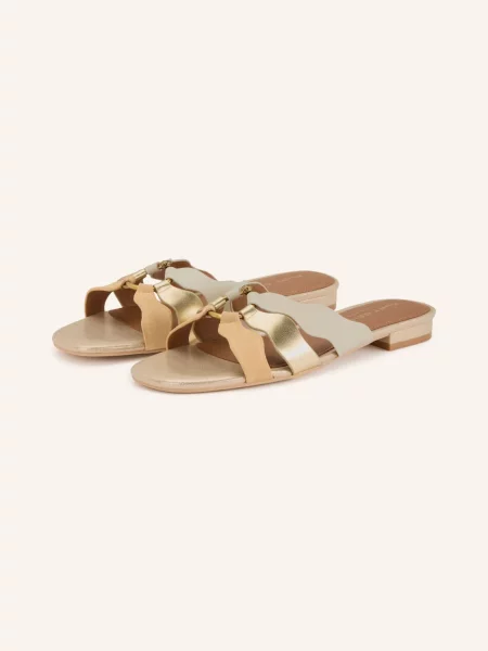 Kurt Geiger Klapki Sun Wave gold beżowe