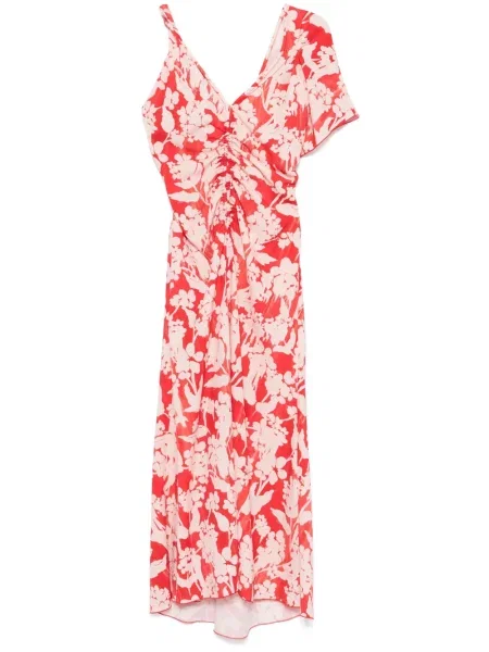 Rochie maxi Victoria Beckham cu model floral cu imagine de costum roșu