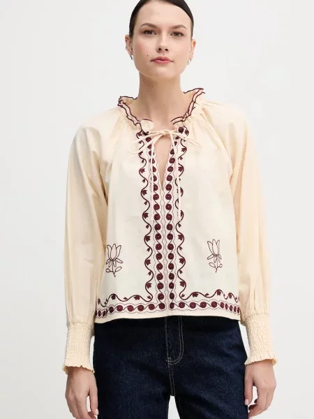 Hoss Intropia bluzka z aplikacją beżowy