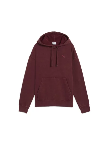 Bluza z kapturem Essentials Elevated o luźnym kroju z efektem sprania czerwona
