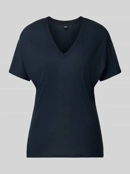 T-shirt z dekoltem w serek model ‘Eylina’ Boss
