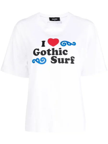 Tricou Dsquared2 cu imagine scurt alb