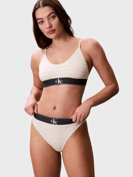 У смужку без підкладки бюстгальтер Calvin Klein жовтий