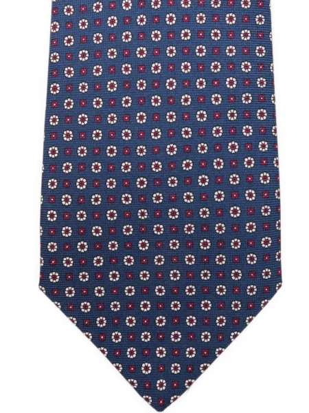 Cravată Kiton cu imprimeu geometric albastru