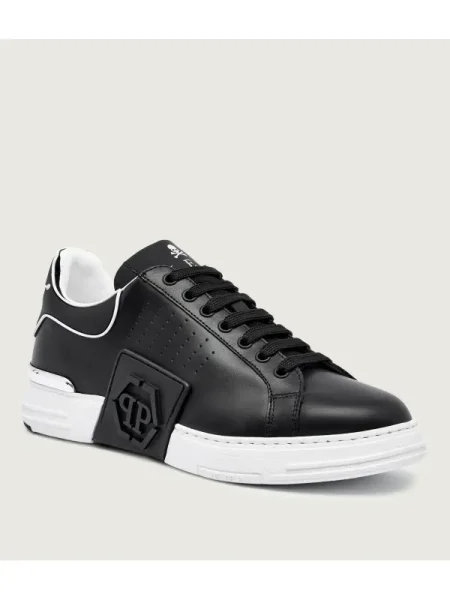 Philipp Plein Teniși din piele Hexagon AABS negru