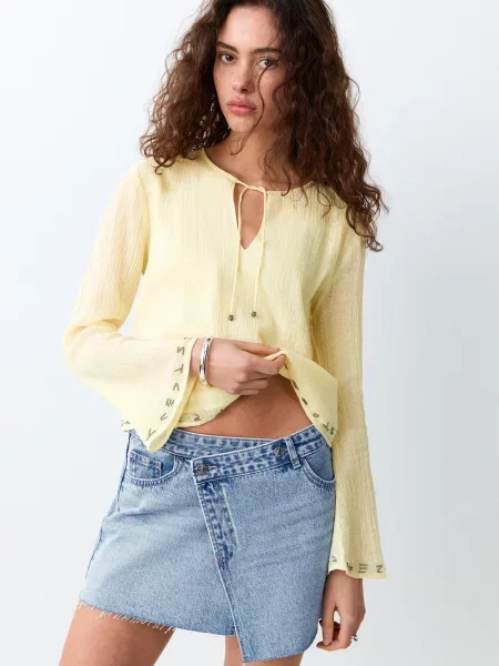 MANGO TEEN Fustă denim albastru