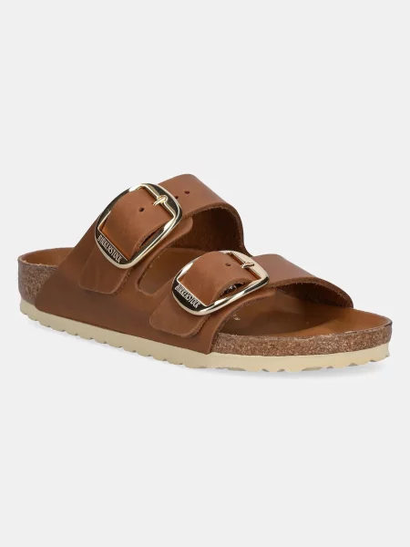 Pantofi Birkenstock din piele cu cataramă maro