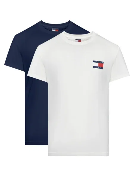 Tommy Jeans Tricou albastru noapte / roșu alb
