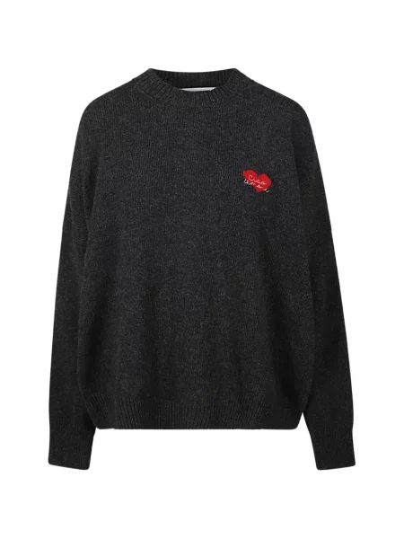Pulover Giada Benincasa cu broderie cu motiv cu inimi gri