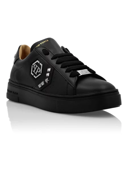 Sneakersy Philipp Plein skórzane z ćwiekami czarne
