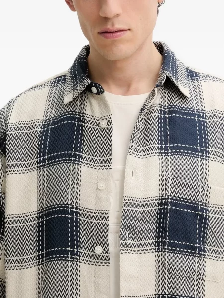 Карирана риза Desigual синьо