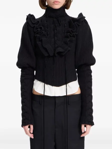 Pulover Ann Demeulemeester cu volane negru