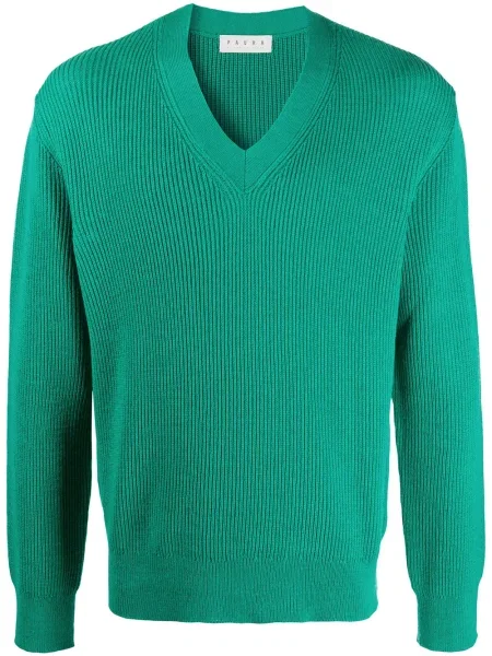 Pulover Paura tricotate cu decolteu în V verde