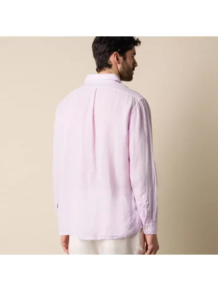 Lniana koszula Brooks Brothers fioletowa
