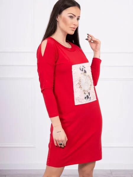 Rochie Kesi cu perle de costum roșu