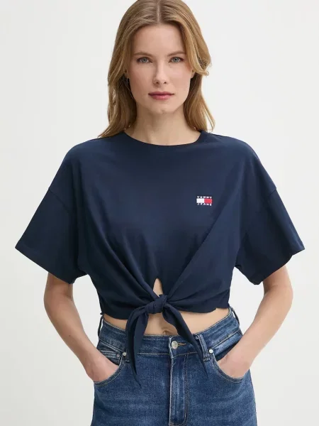 Тениска Tommy Jeans дамска тъмносиньо