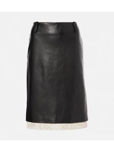 Fustă din piele Magda Butrym până la genunchi negru