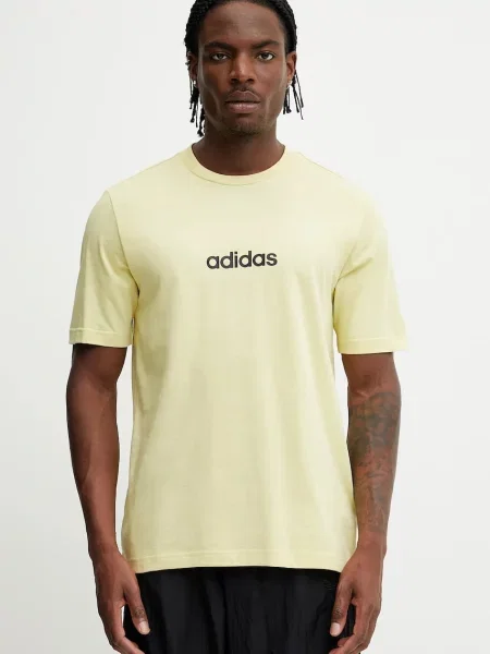 Тениска adidas Essentials Linear с принт жълто