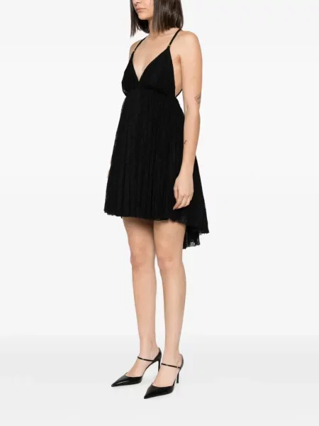 Asimetriška nėriniuota mini suknelė Elisabetta Franchi juoda