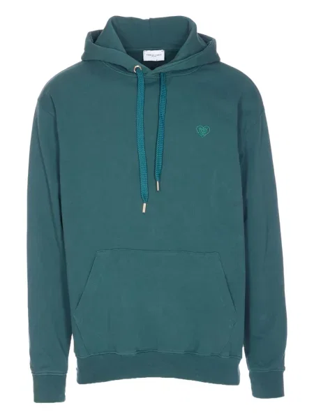 Hanorac cu glugă Family First cu broderie cu motiv cu inimi verde