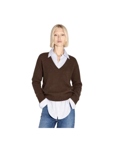 Sweter Akep wełniany brązowy
