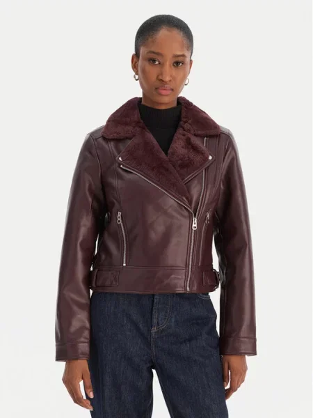 Кожаная куртка Vero Moda фиолетовая