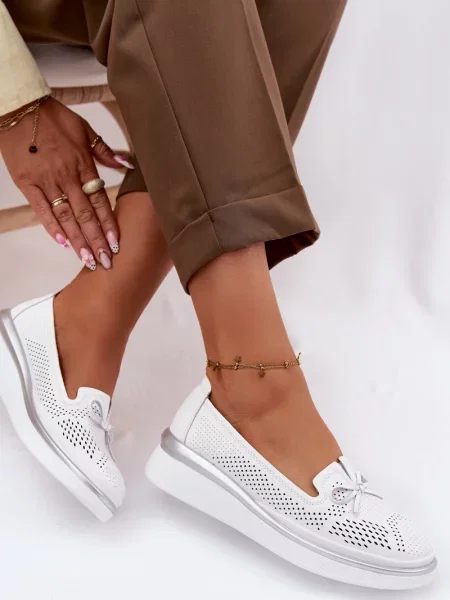 Kožené poltopánky S. Barski biela