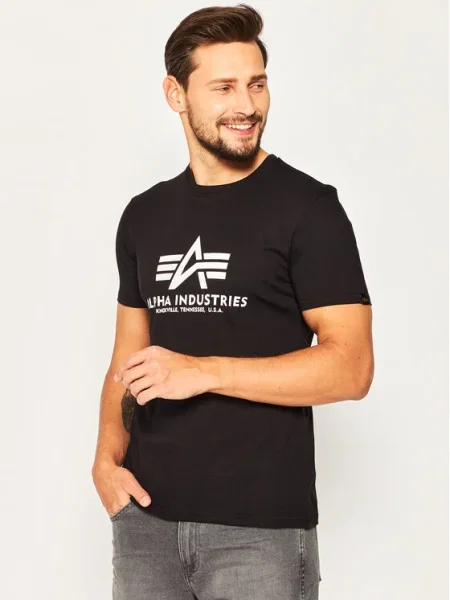 ALPHA INDUSTRIES Tricou / alb negru