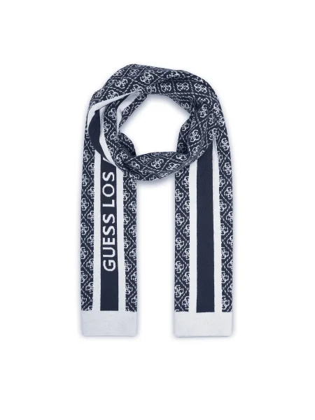 Шал с вълна Guess SEVYN с десен тъмносиньо
