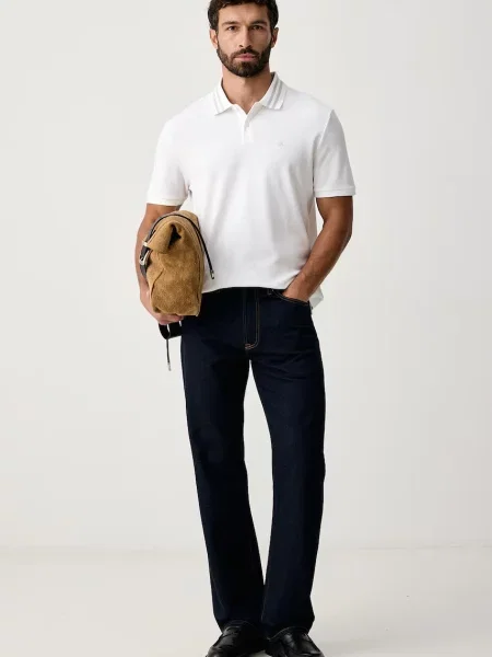 Tricou polo Calvin Klein Jeans alb