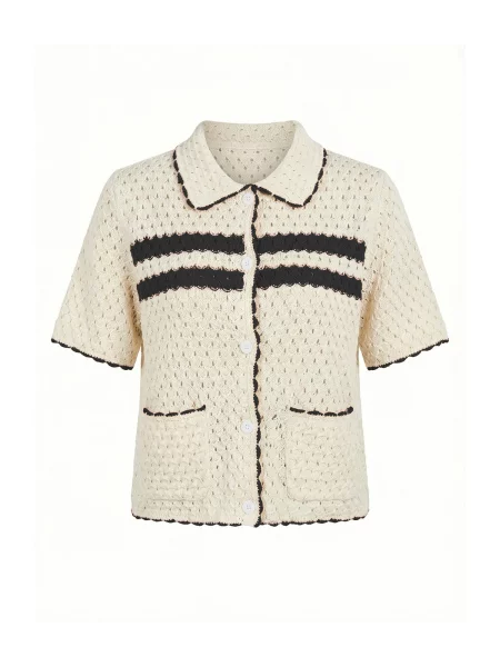 Imily Bela Geacă tricotată ecru negru