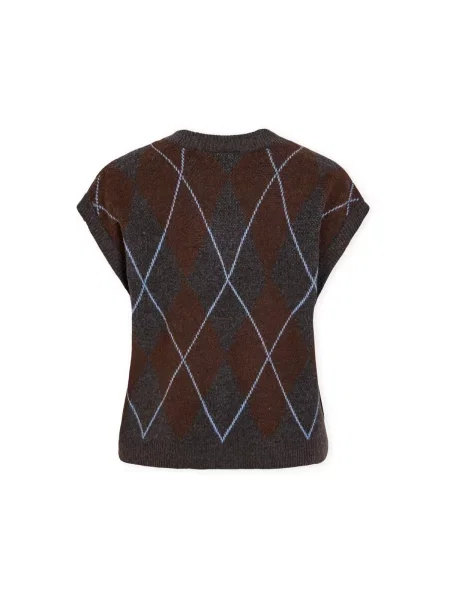 Pulover Vila tricotate cu model argyle gri
