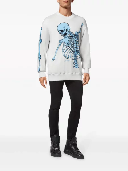 Hanorac Philipp Plein cu imagine alb