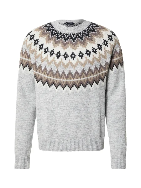 GAP Pulover FAIR ISLE YOKE svijetlosmeđa / siva melange crna