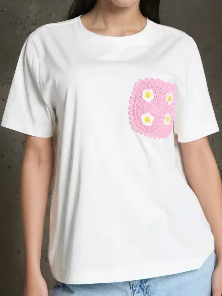 Різдвяна футболка з котом кремовий