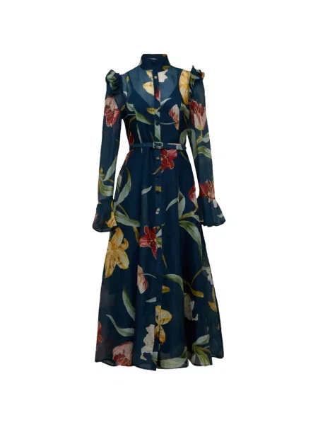 Rochie midi Leo Lin cu volane albastru
