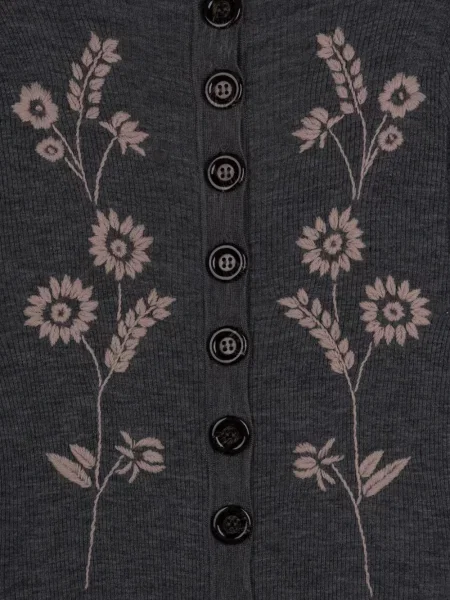 Cardigan Antik Batik cu model floral gri