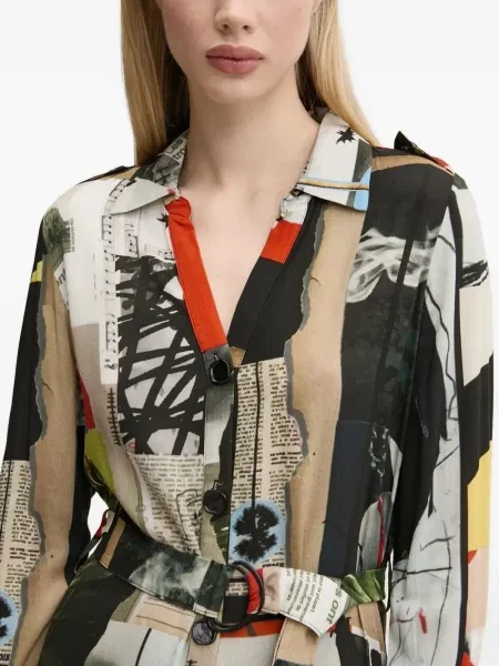 Rochie tip cămașă Desigual cu imagine de costum