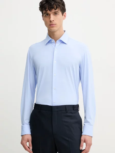 BOSS koszula slim z kołnierzykiem klasycznym niebieski
