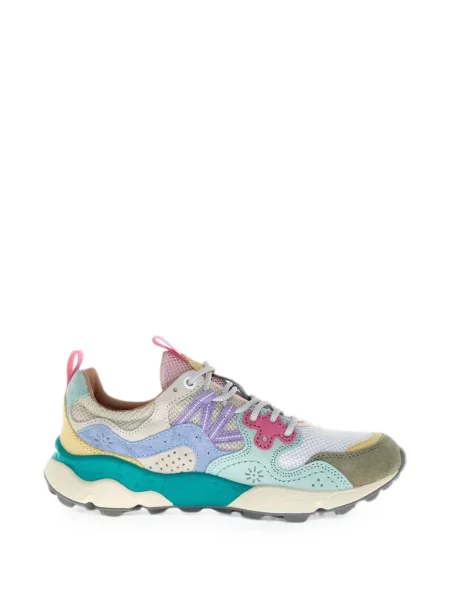 Sneakerși Flower Mountain din piele de căprioară cu model floral alb