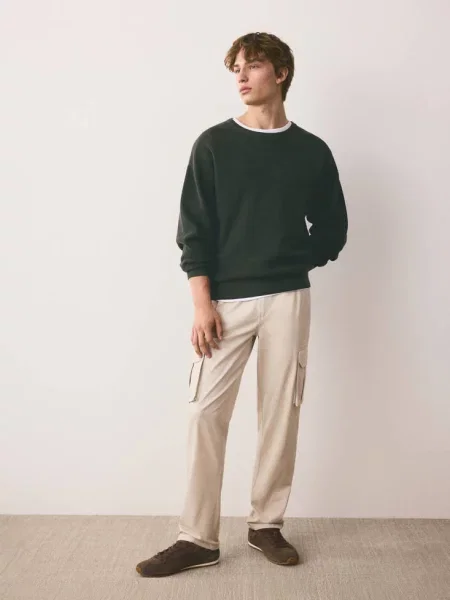 Sweter z cienkiej dzianiny bawełnianej Teen XL MANGO TEEN zielony