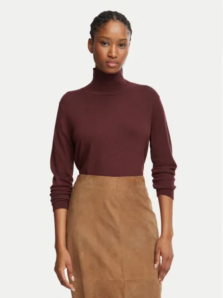 Sweter z golfem Weekend Max Mara wełniany do golfa czerwony