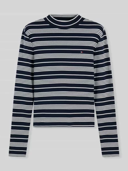 Bluzka z długim rękawem o kroju slim fit z czystej bawełny Tommy Hilfiger czarna