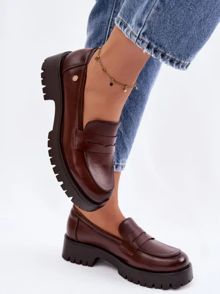 Usnjene mokasini Vinceza rjava