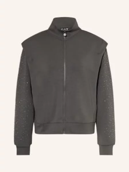 Emporio Armani Bluza Train Precious Z Kamieniami Ozdobnymi grau srebrna